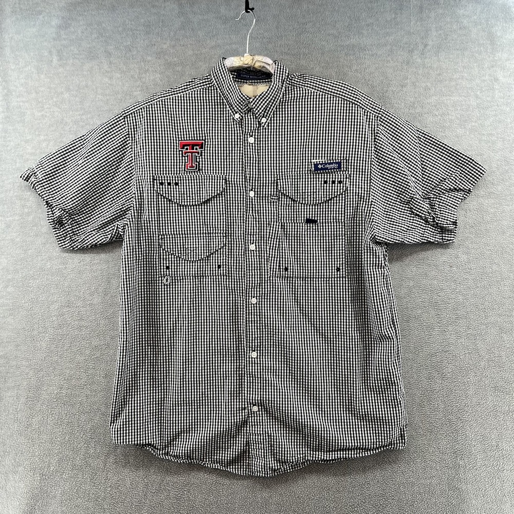 Columbia Mens Side M Button Down Super Bonehead 4 Pocket Plaid Vented Shirt